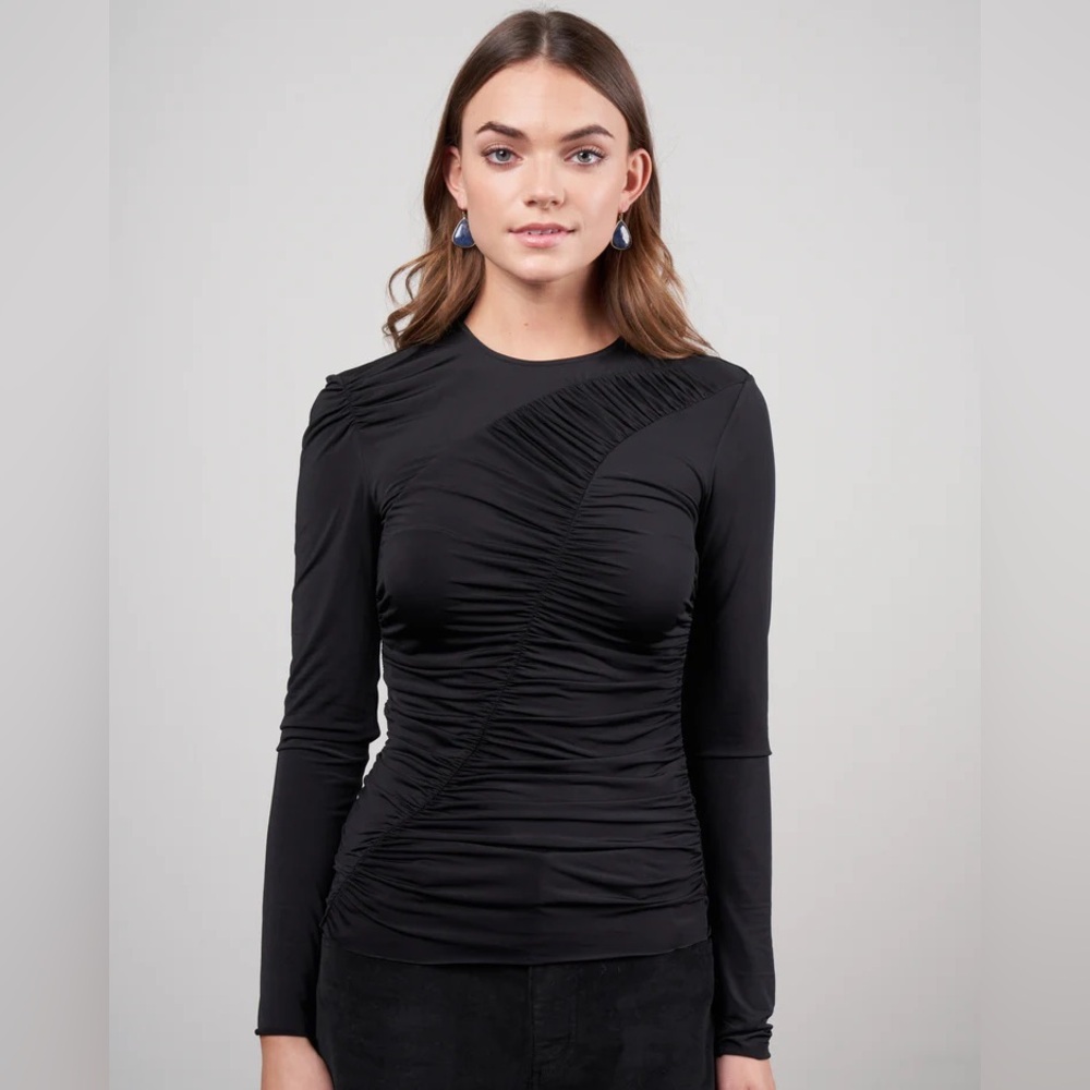 Ruched Jersey Crewneck Top